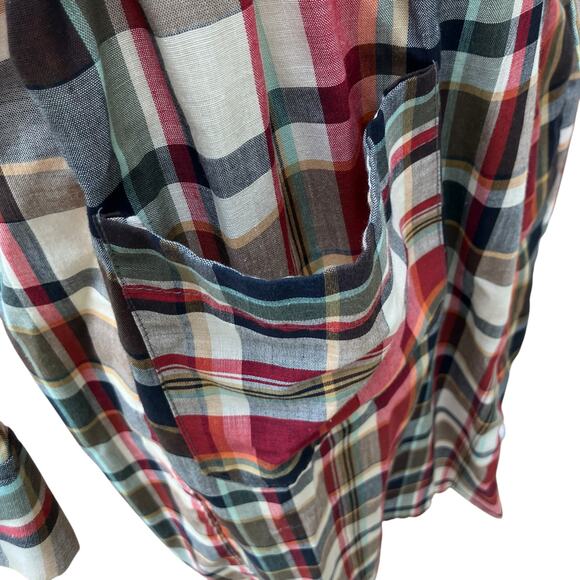 VTG Rabhor Robe One Size Belted Red Plaid Lightweight Cotton Blend  Loungewear - Picture 10 of 14